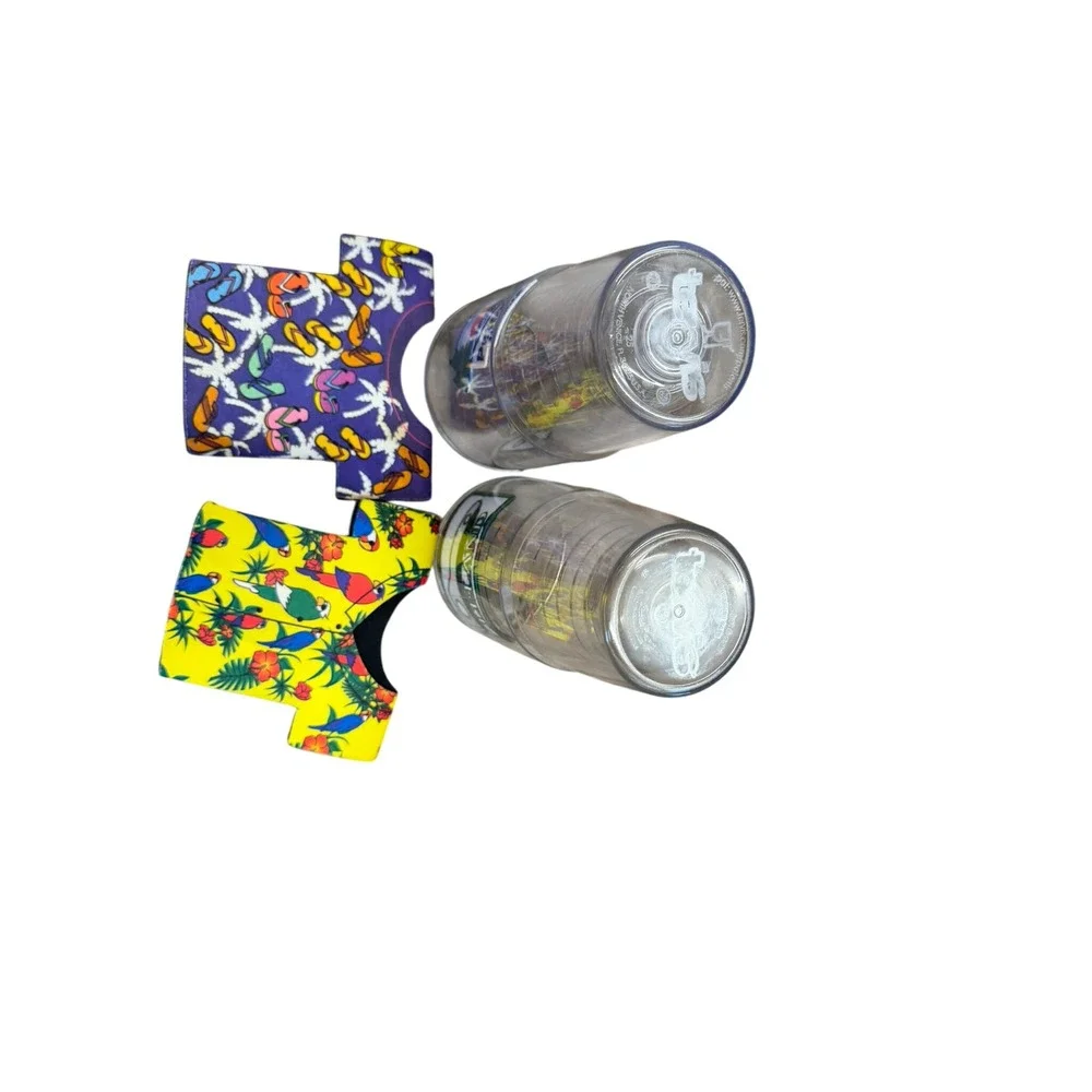 2-Tervis Michigan‎ Tumbler Set 24oz Petoskey Leland w/ 2 Tropical Shirt Koozies